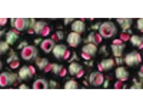 TOHO Glass Seed Bead, Size 6, Dyed Silver-Lined Pink Frosted Olivine (Tube)