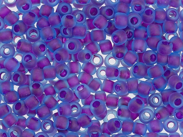 TOHO Glass Seed Bead, Size 6, Inside-Color Frosted Aqua/Purple-Lined (Tube)
