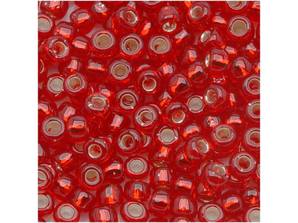 TOHO Glass Seed Bead, Size 6, Silver-Lined Ruby (Tube)