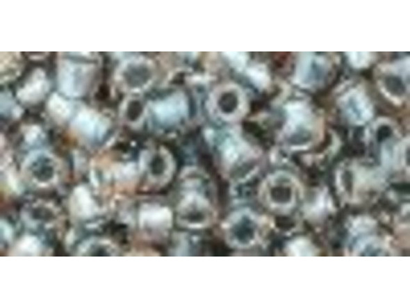 TOHO Glass Seed Bead, Size 6, Inside-Color Crystal/Metallic Blue-Lined (Tube)
