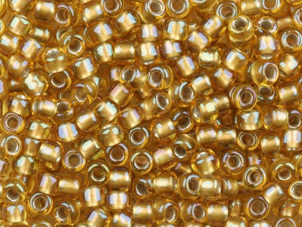 TOHO Glass Seed Bead, Size 6, Gold-Lined Topaz (Tube)