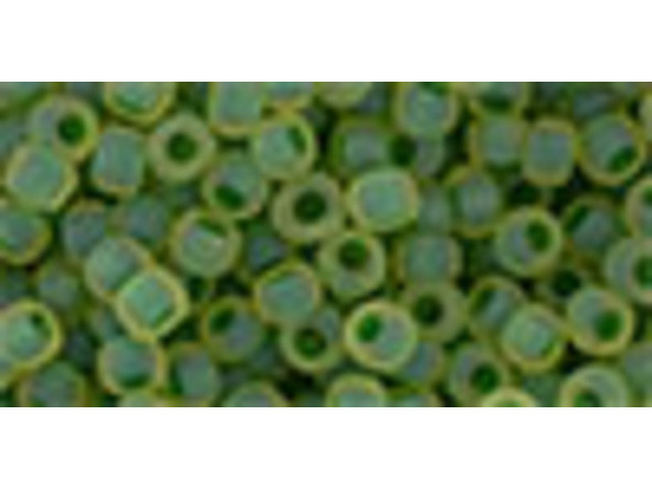 TOHO Glass Seed Bead, Size 6, Inside-Color Frosted Jonquil/Emerald-Lined (Tube)