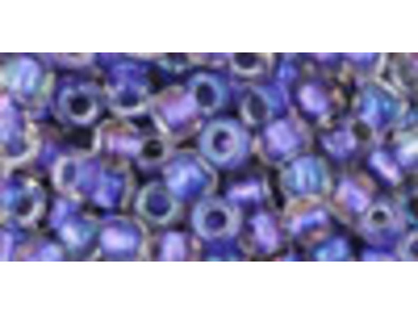TOHO Glass Seed Bead, Size 6, Inside-Color Rainbow Crystal/Metallic Purple-Lined (Tube)