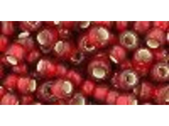 TOHO Glass Seed Bead, Size 6, Silver-Lined Frosted Ruby (Tube)