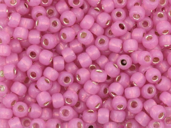 TOHO Glass Seed Bead, Size 6, Silver-Lined Milky Mauve (Tube)