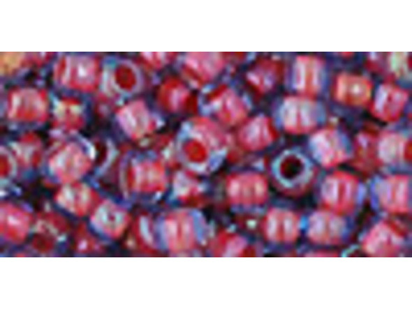 TOHO Glass Seed Bead, Size 6, Inside-Color Lt Sapphire/Hyacinth-Lined (Tube)