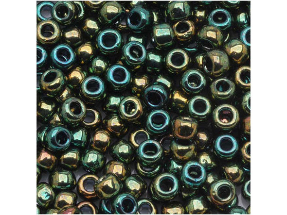 TOHO Glass Seed Bead, Size 6, Higher-Metallic Iris - Green (Tube)