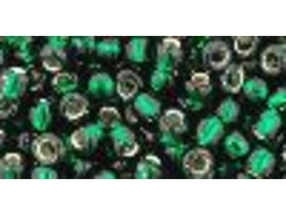 TOHO Glass Seed Bead, Size 6, Silver-Lined Green Emerald (Tube)
