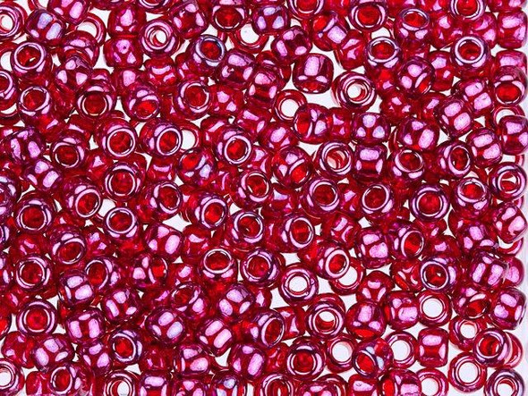 TOHO Glass Seed Bead, Size 6, Gold-Lustered Raspberry (Tube)