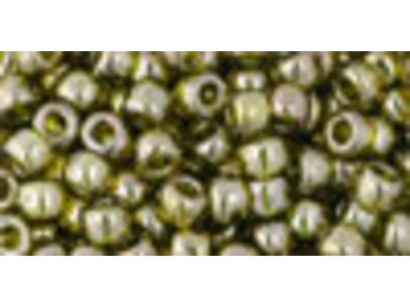 TOHO Glass Seed Bead, Size 6, Gold-Lustered Green Tea (Tube)