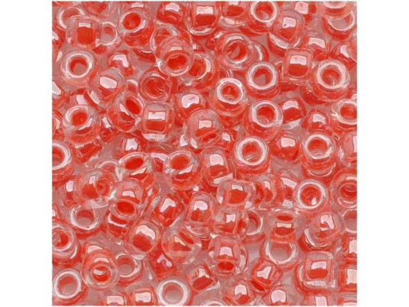 TOHO Glass Seed Bead, Size 6, Inside-Color Crystal/Tomato-Lined (Tube)