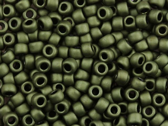 TOHO Glass Seed Bead, Size 6, Matte-Color Dk Olive (Tube)