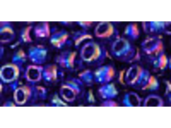 TOHO Glass Seed Bead, Size 6, Transparent-Rainbow Cobalt (Tube)