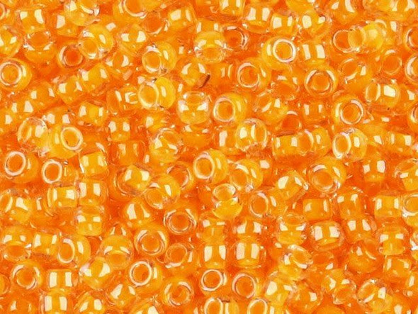 TOHO Glass Seed Bead, Size 6, Luminous Neon Tangerine (Tube)
