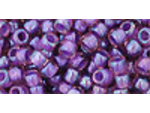 TOHO Glass Seed Bead, Size 6, Inside-Color Rainbow Rosaline/Opaque Purple-Lined (Tube)