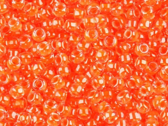 TOHO Glass Seed Bead, Size 6, Luminous Neon Orange (Tube)