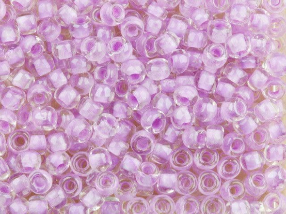 TOHO Glass Seed Bead, Size 6, Inside-Color Crystal/Lilac-Lined (Tube)