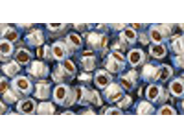 TOHO Glass Seed Bead, Size 6, Gold-Lined Lt Montana Blue (Tube)