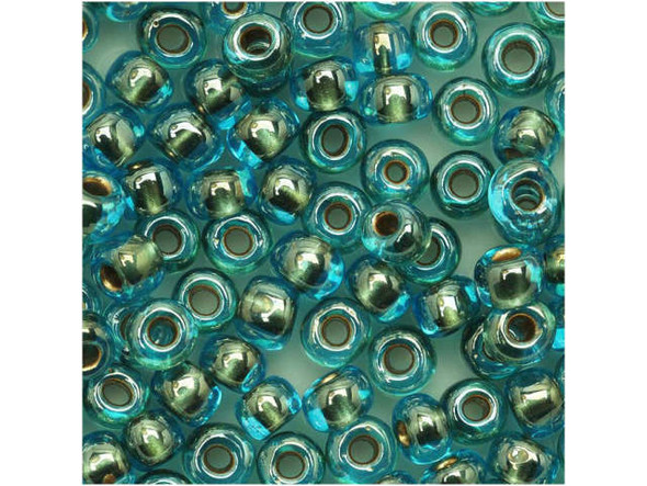 TOHO Glass Seed Bead, Size 6, Gold-Lined Aqua (Tube)