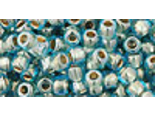 TOHO Glass Seed Bead, Size 6, Gold-Lined Aqua (Tube)