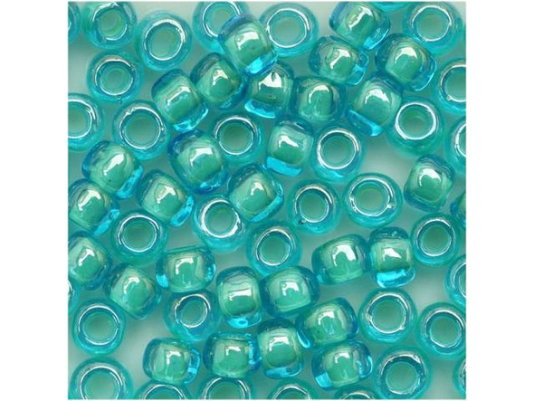 TOHO Glass Seed Bead, Size 6, Inside-Color Aqua/Lt Jonquil-Lined (Tube)