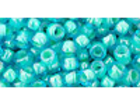 TOHO Glass Seed Bead, Size 6, Inside-Color Aqua/Lt Jonquil-Lined (Tube)