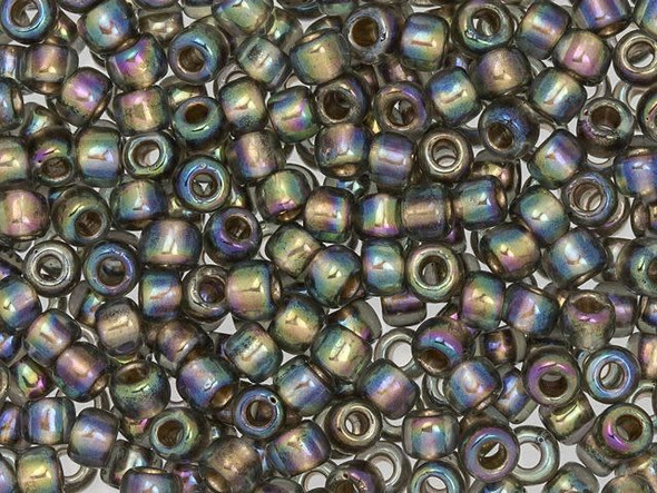 TOHO Glass Seed Bead, Size 6, Gold-Lined Rainbow Black Diamond (Tube)