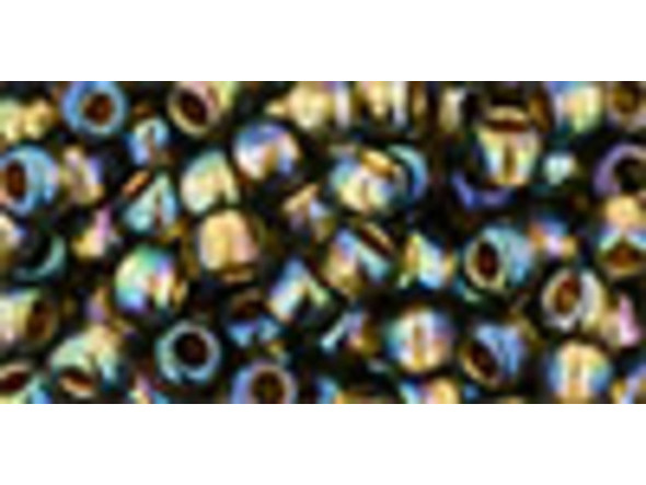 TOHO Glass Seed Bead, Size 6, Gold-Lined Rainbow Black Diamond (Tube)