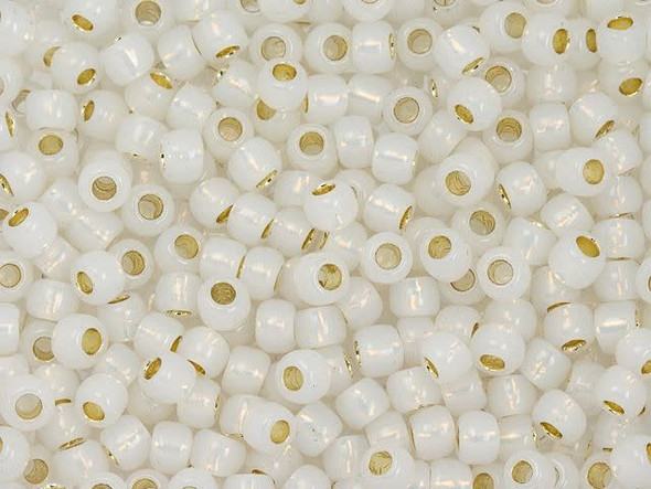 TOHO Glass Seed Bead, Size 6, PermaFinish - Translucent Silver-Lined White (Tube)