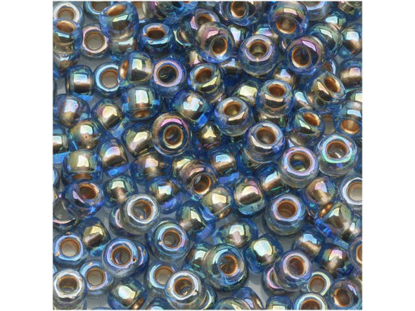 TOHO Glass Seed Bead, Size 6, Gold-Lined Rainbow Lt Sapphire (Tube)