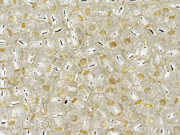 TOHO Glass Seed Bead, Size 6, PermaFinish - Silver-Lined Transparent Crystal (Tube)