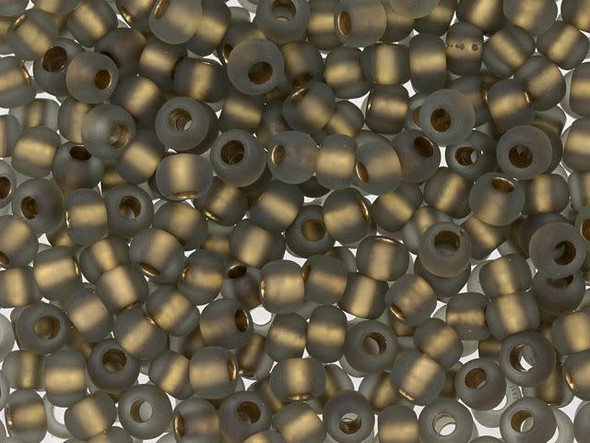 TOHO Glass Seed Bead, Size 6, Gold-Lined Frosted Black Diamond (Tube)