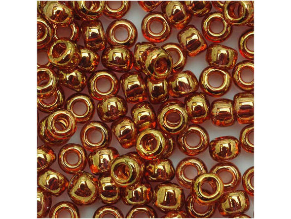 TOHO Glass Seed Bead, Size 6, Inside-Color Jonquil/Burnt Orange-Lined (Tube)