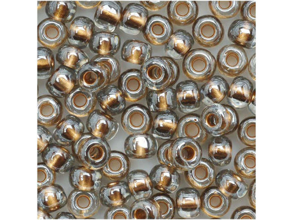 TOHO Glass Seed Bead, Size 6, Gold-Lined Black Diamond (Tube)