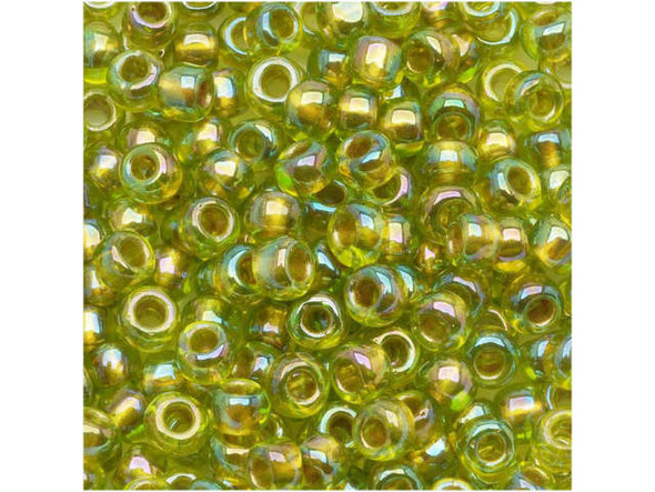 TOHO Glass Seed Bead, Size 6, Gold-Lined Rainbow Peridot (Tube)