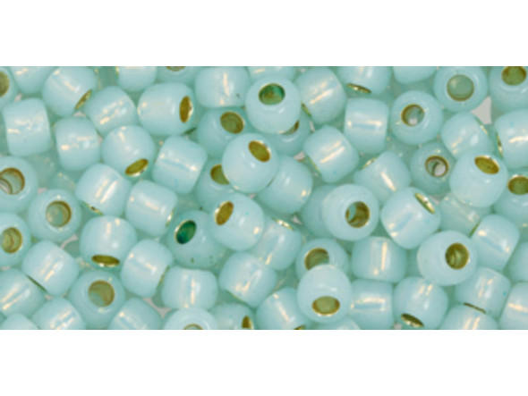 TOHO Glass Seed Bead, Size 6, PermaFinish - Translucent Silver-Lined Lt Aqua (Tube)
