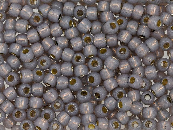 TOHO Glass Seed Bead, Size 6, PermaFinish - Translucent Silver-Lined Gray (Tube)