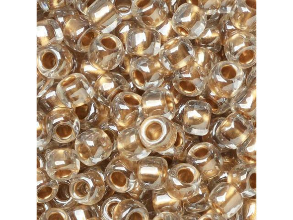 TOHO Glass Seed Bead, Size 6, Gold-Lined Crystal (Tube)