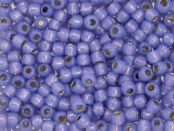 TOHO Glass Seed Bead, Size 6, PermaFinish - Translucent Silver-Lined Indigo (Tube)