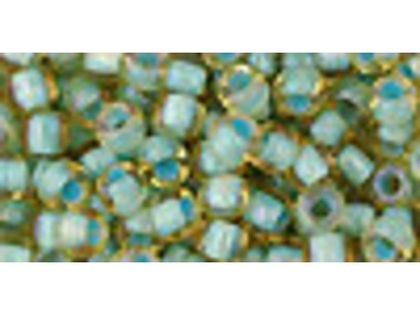 TOHO Glass Seed Bead, Size 6, Inside-Color Rainbow Lt Topaz/Sea Foam-Lined (Tube)