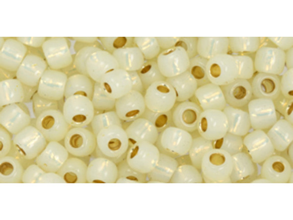 TOHO Glass Seed Bead, Size 6, PermaFinish - Translucent Silver-Lined Lt Jonquil (Tube)