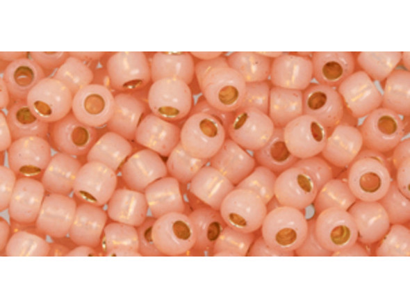 TOHO Glass Seed Bead, Size 6, PermaFinish - Translucent Silver-Lined Peach (Tube)