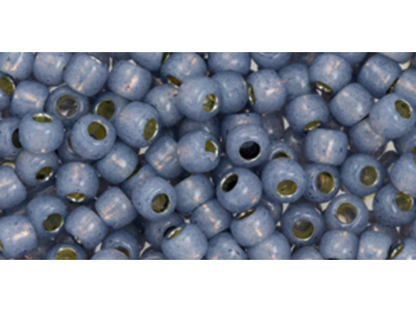 TOHO Glass Seed Bead, Size 6, PermaFinish - Translucent Silver-Lined Montana Blue (Tube)