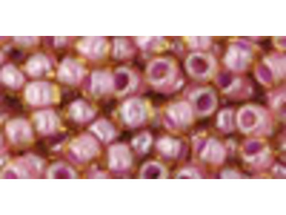 TOHO Glass Seed Bead, Size 6, Inside-Color Lt Topaz/Pink-Lined (Tube)