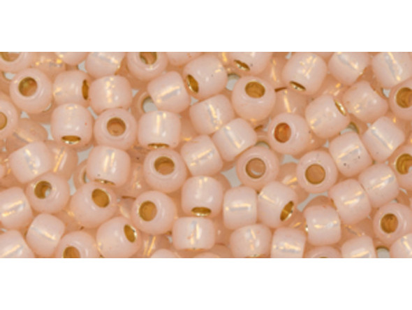 TOHO Glass Seed Bead, Size 6, PermaFinish - Translucent Silver-Lined Peachy Pink (Tube)