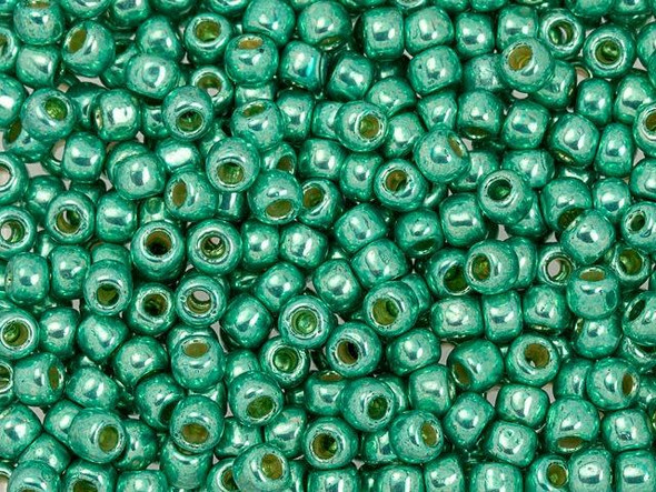 TOHO Glass Seed Bead, Size 6, PermaFinish - Galvanized Green Teal (Tube)