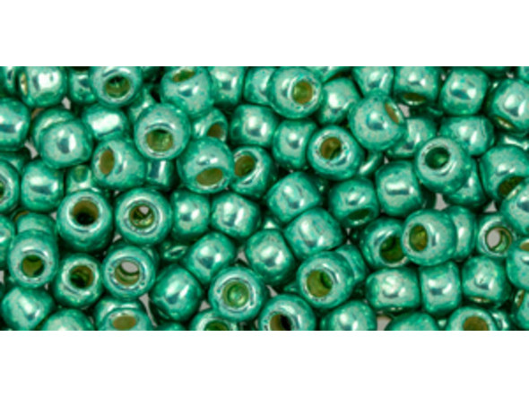 TOHO Glass Seed Bead, Size 6, PermaFinish - Galvanized Green Teal (Tube)