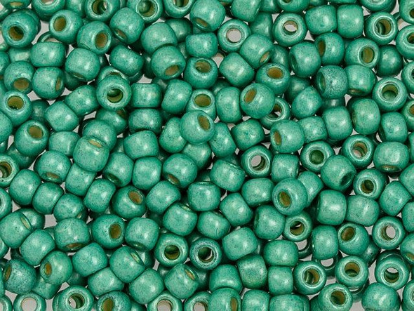 TOHO Glass Seed Bead, Size 6, PermaFinish - Galvanized Matte Lt Teal (Tube)