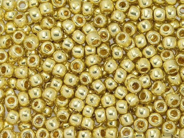 TOHO Glass Seed Bead, Size 6, PermaFinish - Galvanized Yellow Gold (Tube)