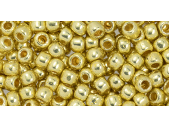 TOHO Glass Seed Bead, Size 6, PermaFinish - Galvanized Yellow Gold (Tube)